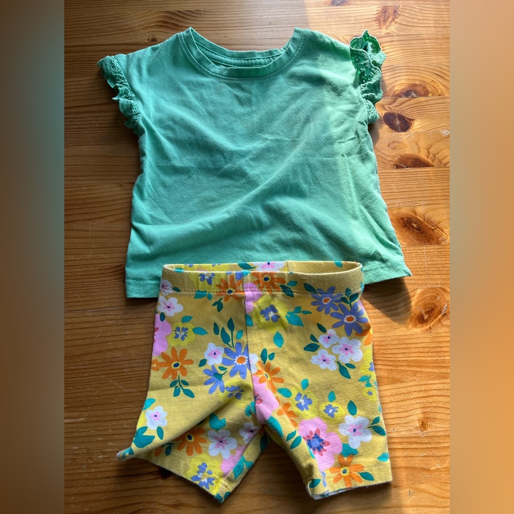 Cat and jack summer set floral shorts 18 months